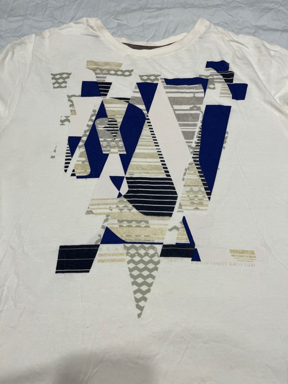 Sean John White Tee with Navy and Gray Collar Detail